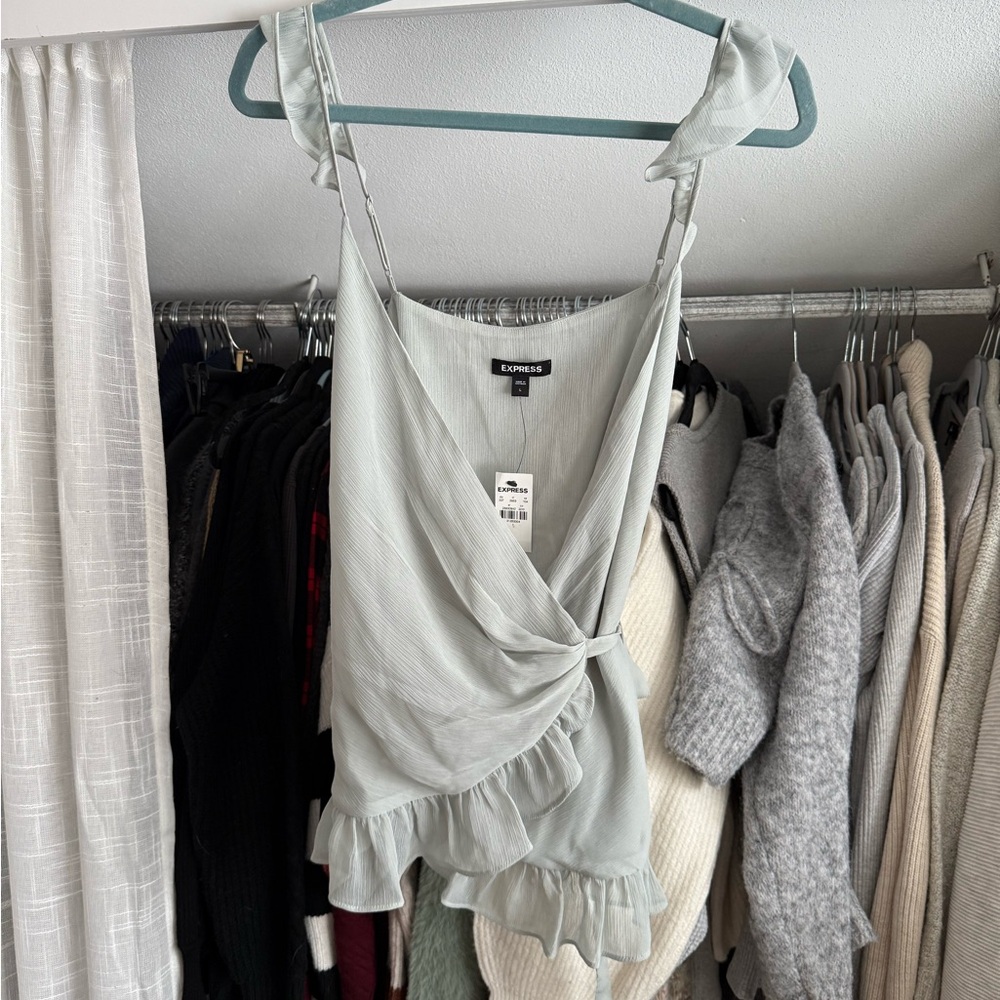 Express Mint Ruffle Wrap Camisole